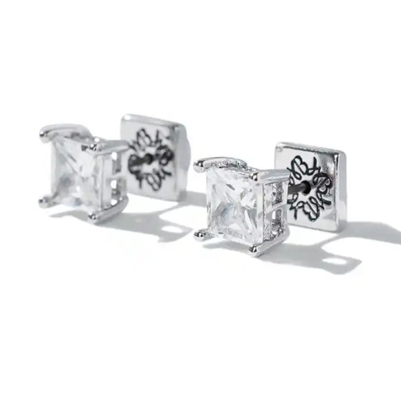 Cubic Zirconia Princess Stud Earrings - Picture 3 of 4